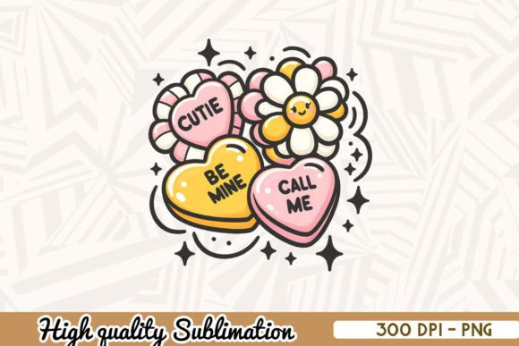 Download Conversation Hearts Retro Valentine PNG - Retro valentine png Collection