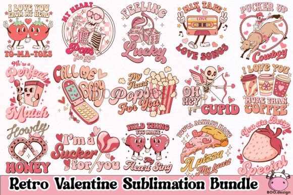 Download Retro Valentine Png Bundle - Retro valentine png Collection